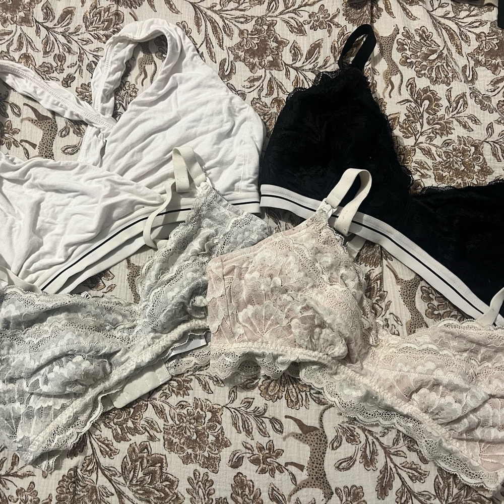 Morrow + Mint Lace Nursing Bralette Set - Black, White, Cream